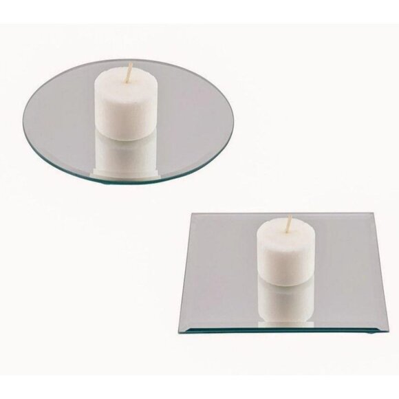 Set of 3 Table Mirror Candle Holders Luminessence Square 5" Beveled - Picture 2 of 3